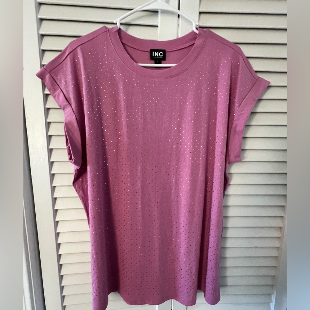 INC International Concepts Women's Lavender Short Sleeve Top